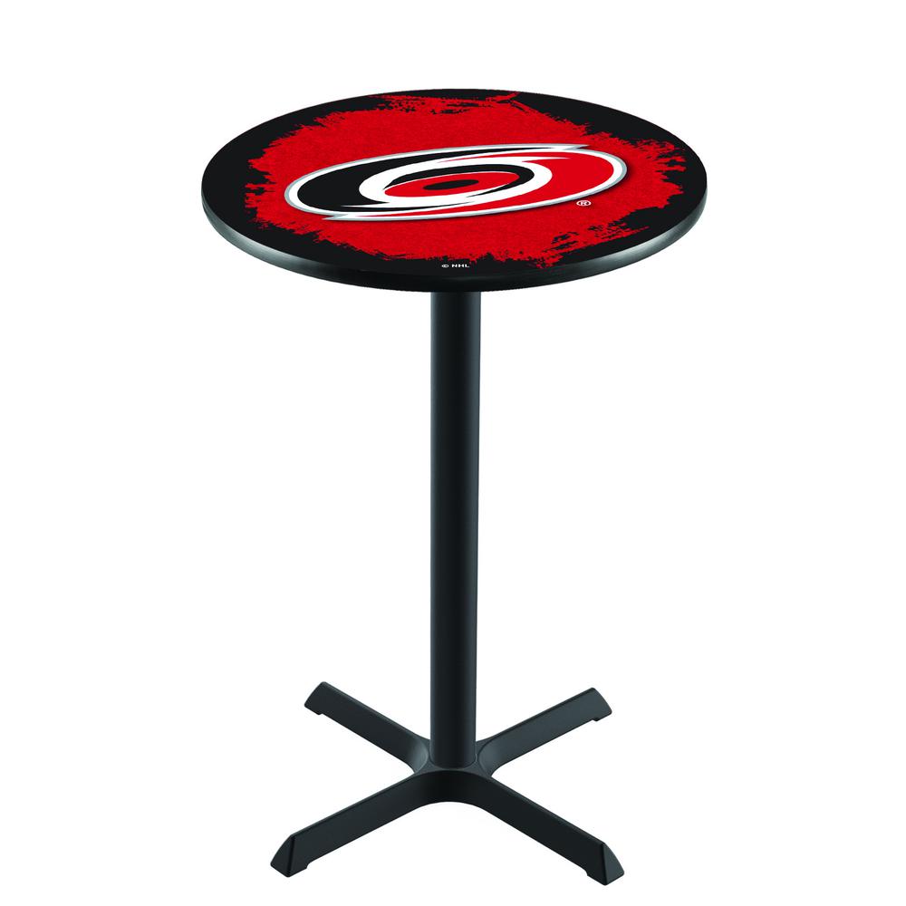 L211 Carolina Hurricanes 36" Tall - 36" Top Pub Table with Black Wrinkle Finish (4390). Picture 1