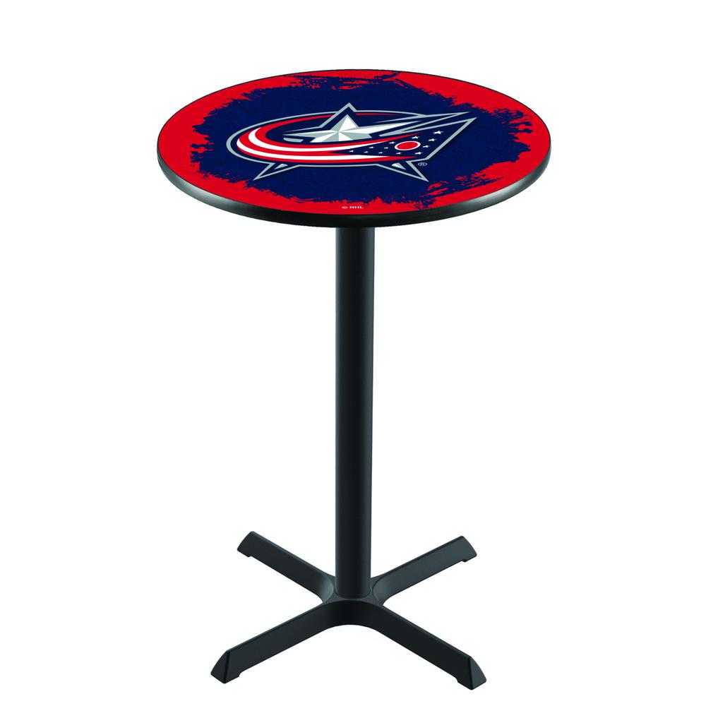 L211 Columbus Blue Jackets 36' Tall - 36' Top Pub Table w/ Black Wrinkle Finish (4475). Picture 1