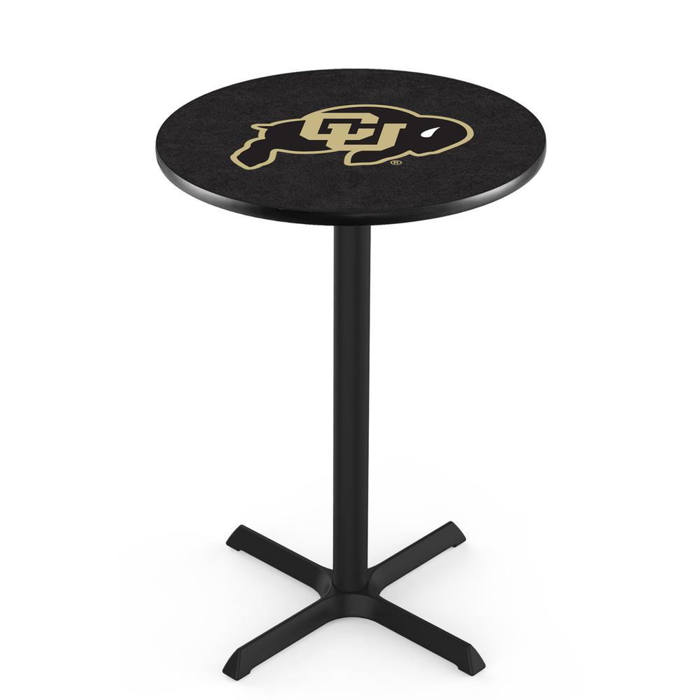L211 University of Colorado 36" Tall - 36" Top Pub Table with Black Wrinkle Finish. Picture 1
