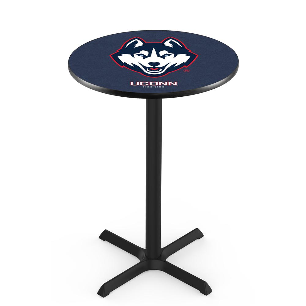 L211 University of Connecticut 36' Tall - 36' Top Pub Table w/ Black Wrinkle Finish. Picture 1