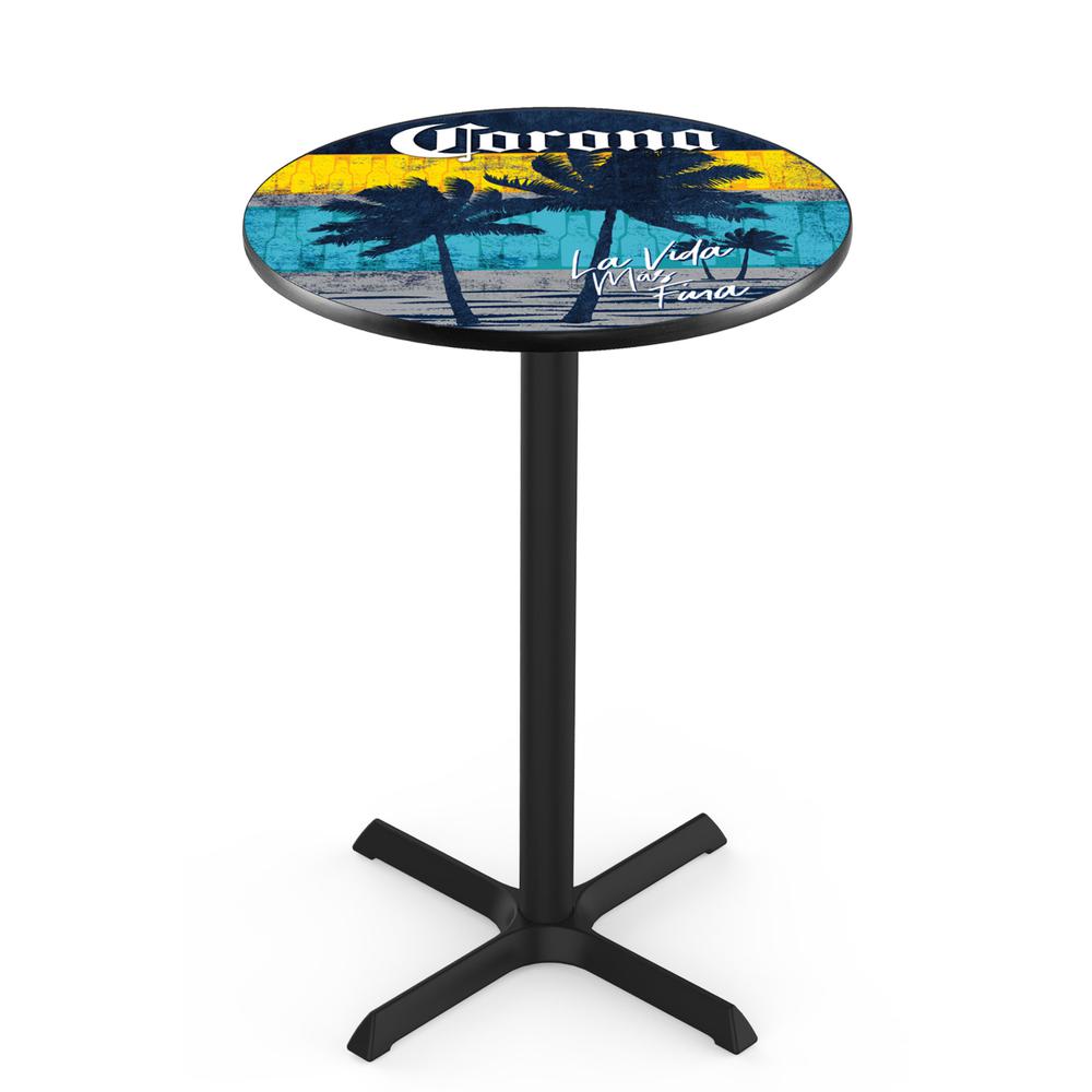 L211 Corona (Sunset) 42" Tall - 36" Top Pub Table with Black Wrinkle Finish. Picture 1