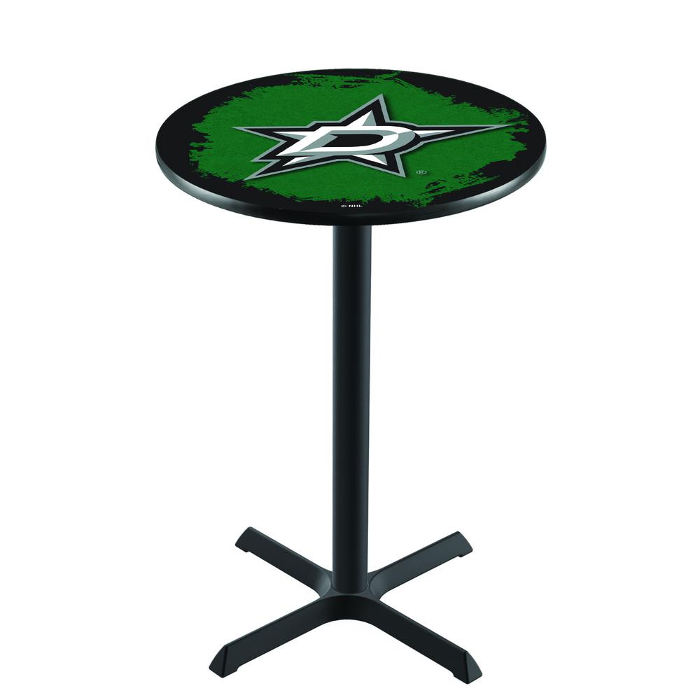 L211 Dallas Stars 42" Tall - 36" Top Pub Table with Black Wrinkle Finish (6332). Picture 1