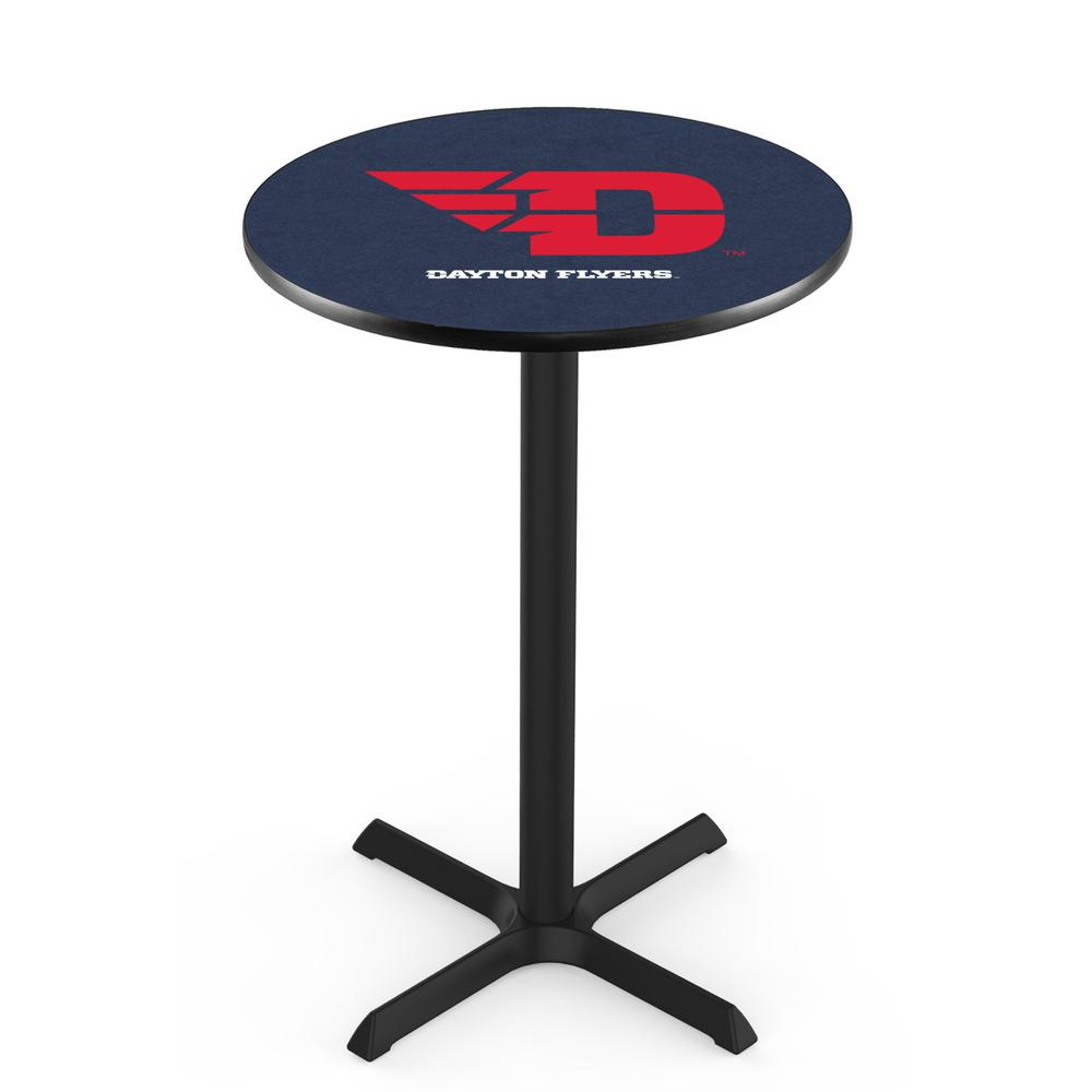 L211 University of Dayton 36" Tall - 36" Top Pub Table with Black Wrinkle Finish. Picture 1