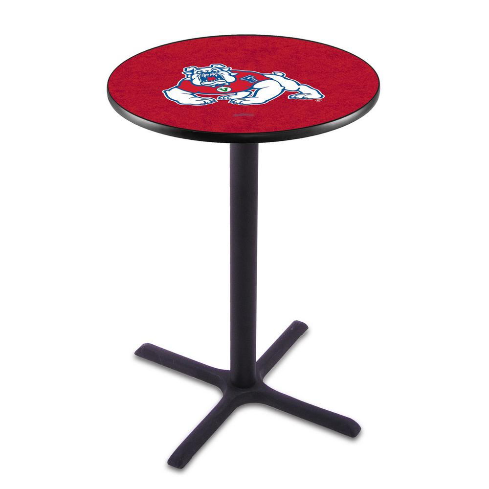 L211 Fresno State University 36" Tall - 36" Top Pub Table with Black Wrinkle Finish. Picture 1