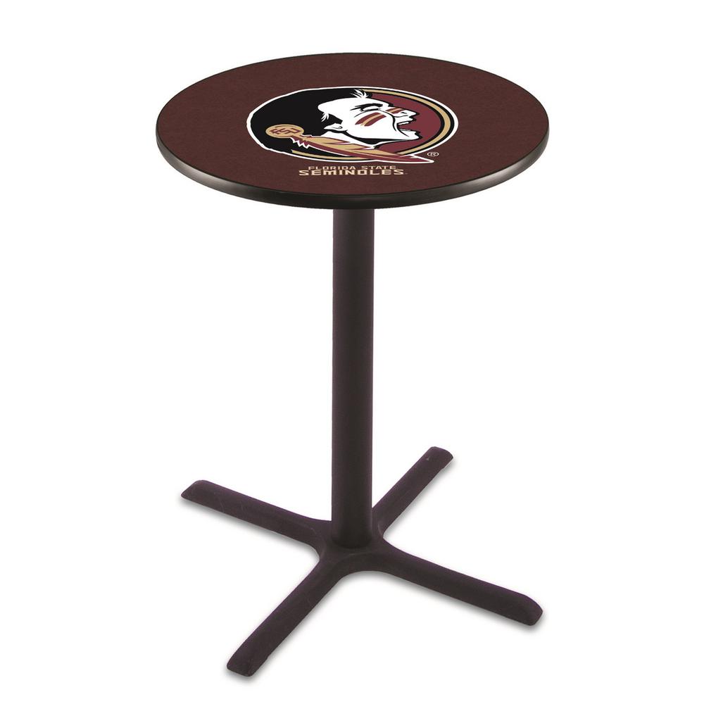 L211 Florida State (Head) 36" Tall - 36" Top Pub Table with Black Wrinkle Finish. Picture 1