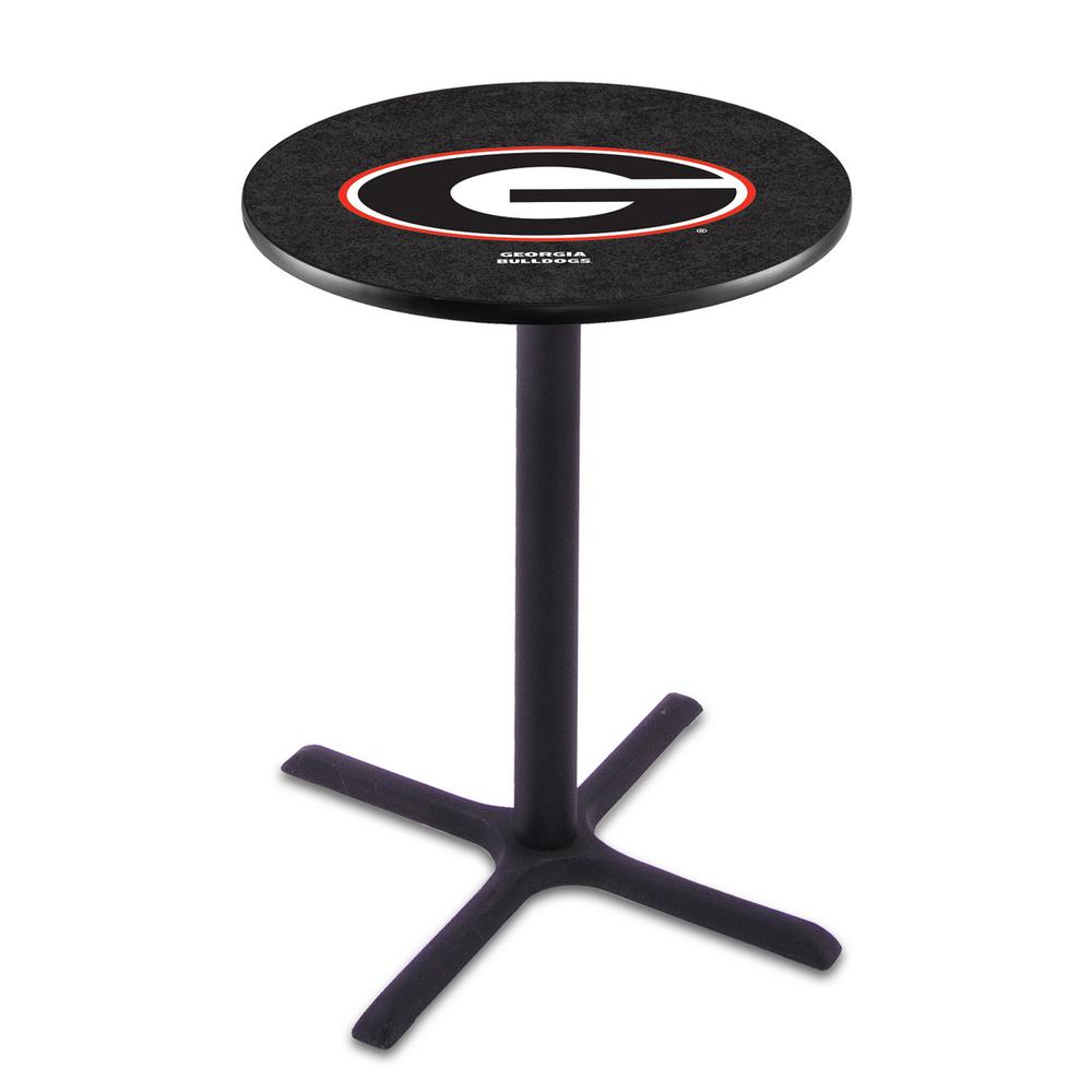 L211 University of Georgia (G)  36" Tall - 36" Top Pub Table with Black Wrinkle Finish. Picture 1