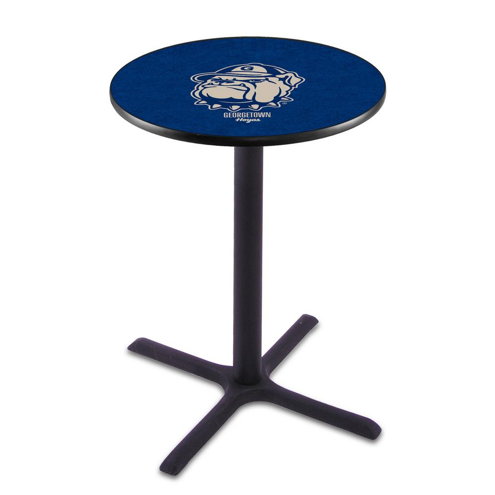 L211 Georgetown University 36' Tall - 36' Top Pub Table w/ Black Wrinkle Finish. Picture 1