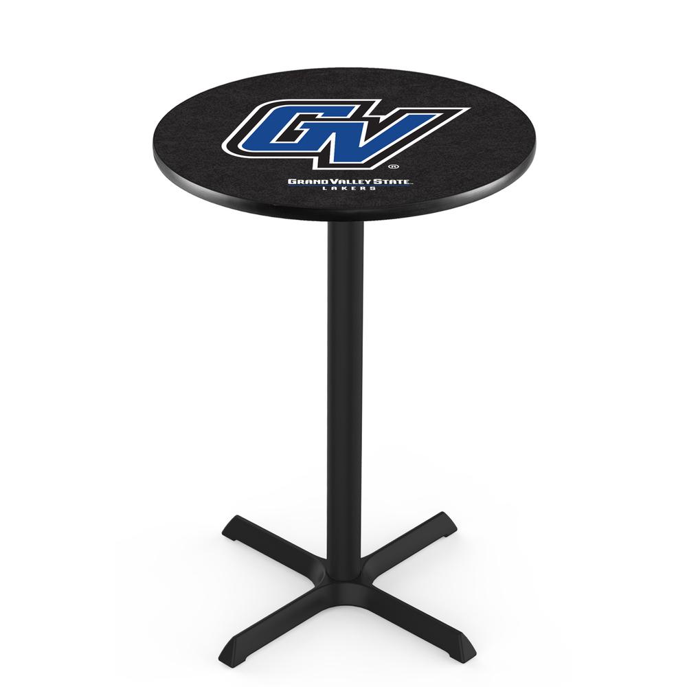 L211 Grand Valley State University 36" Tall - 36" Top Pub Table with Black Wrinkle Finish. Picture 1