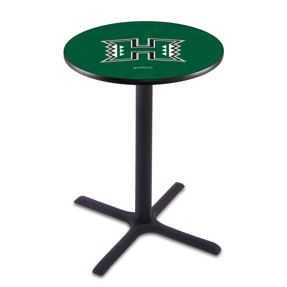 L211 University of Hawaii 36' Tall - 36' Top Pub Table w/ Black Wrinkle Finish. Picture 1