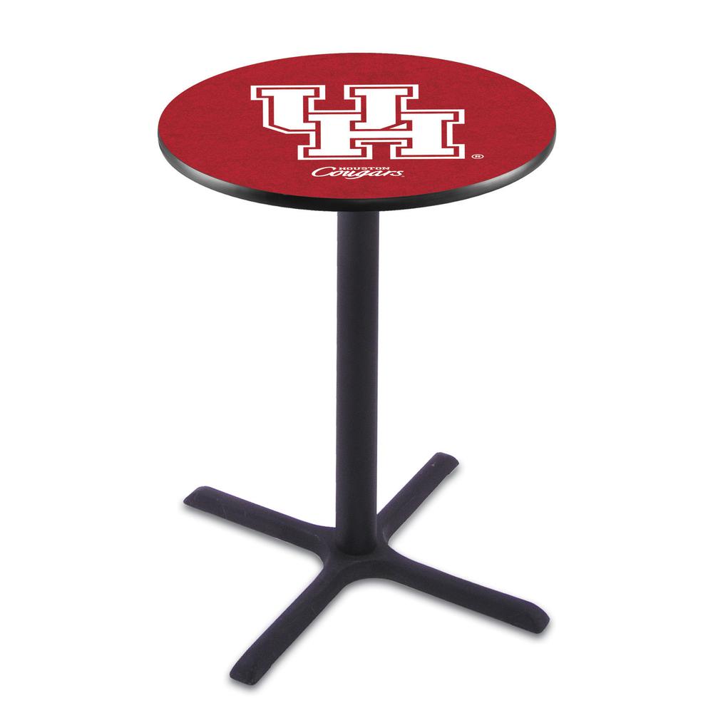 L211 University of Houston 36" Tall - 36" Top Pub Table with Black Wrinkle Finish. Picture 1