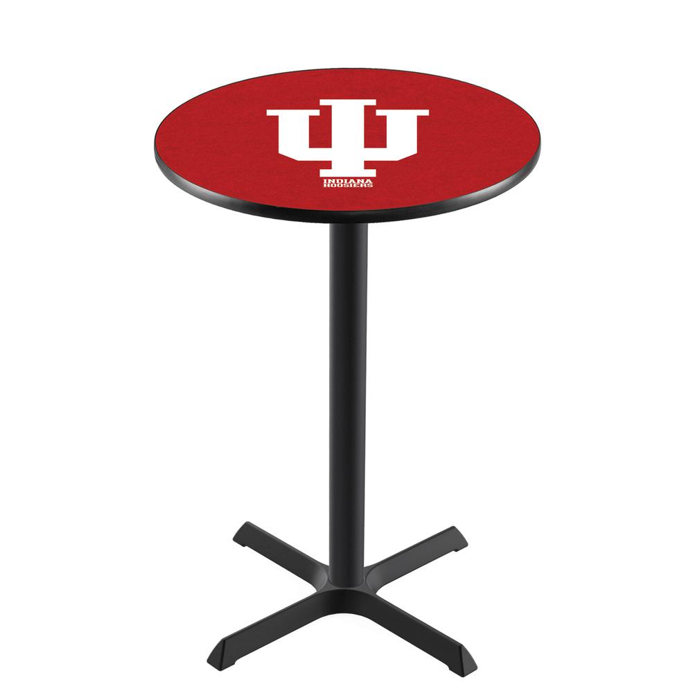 L211 Indiana University 36" Tall - 36" Top Pub Table with Black Wrinkle Finish. Picture 1