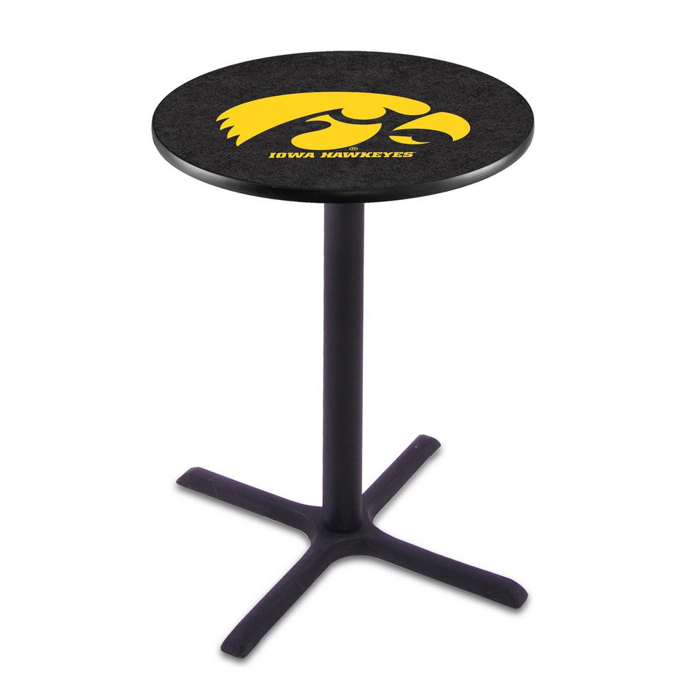 L211 University of Iowa 36" Tall - 36" Top Pub Table with Black Wrinkle Finish. Picture 1
