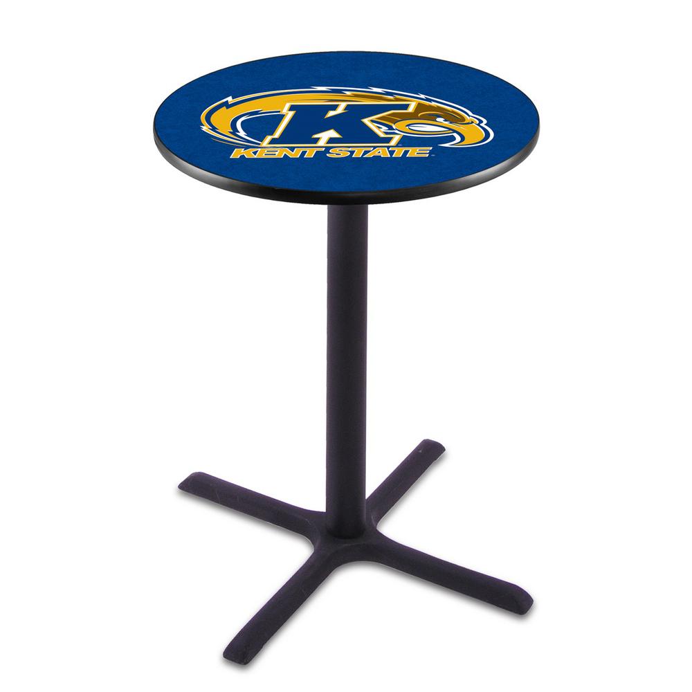 L211 Kent State University 36" Tall - 36" Top Pub Table with Black Wrinkle Finish. Picture 1