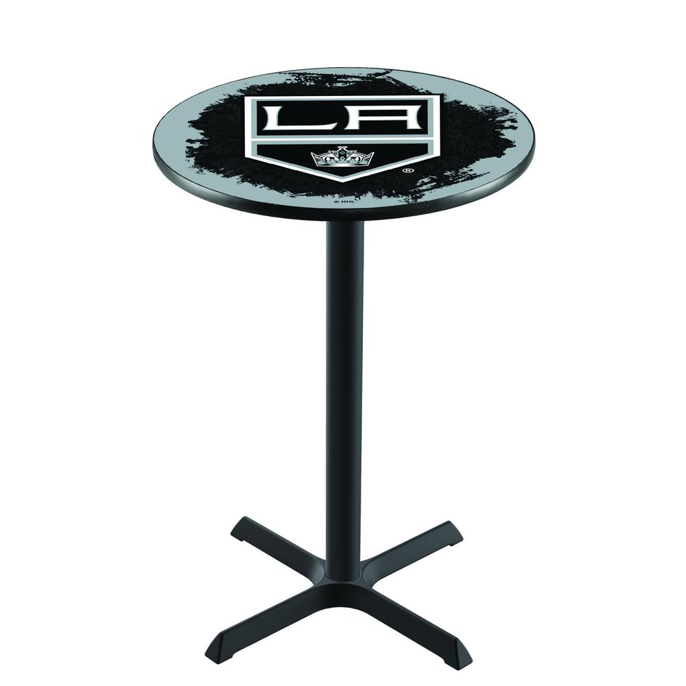 L211 Los Angeles Kings 36" Tall - 36" Top Pub Table with Black Wrinkle Finish (4871). Picture 1