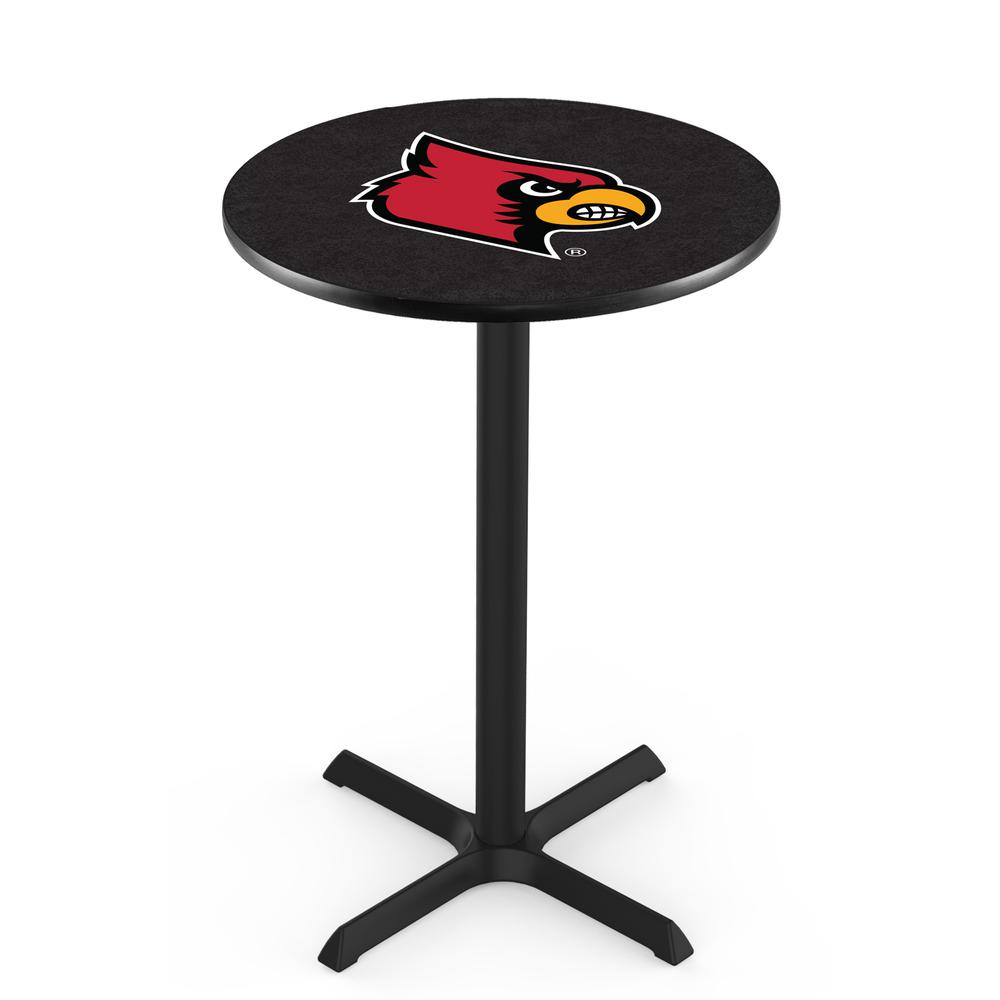L211 University of Louisville 36' Tall - 36' Top Pub Table w/ Black Wrinkle Finish. Picture 1
