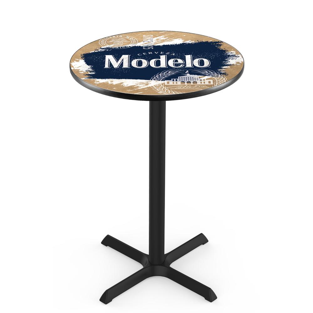 L211 Modelo (Splash) 42" Tall - 36" Top Pub Table with Black Wrinkle Finish. Picture 1