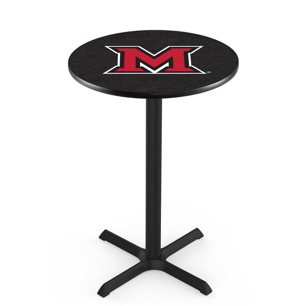 L211 Miami University (OH) 36' Tall - 36' Top Pub Table w/ Black Wrinkle Finish. Picture 1
