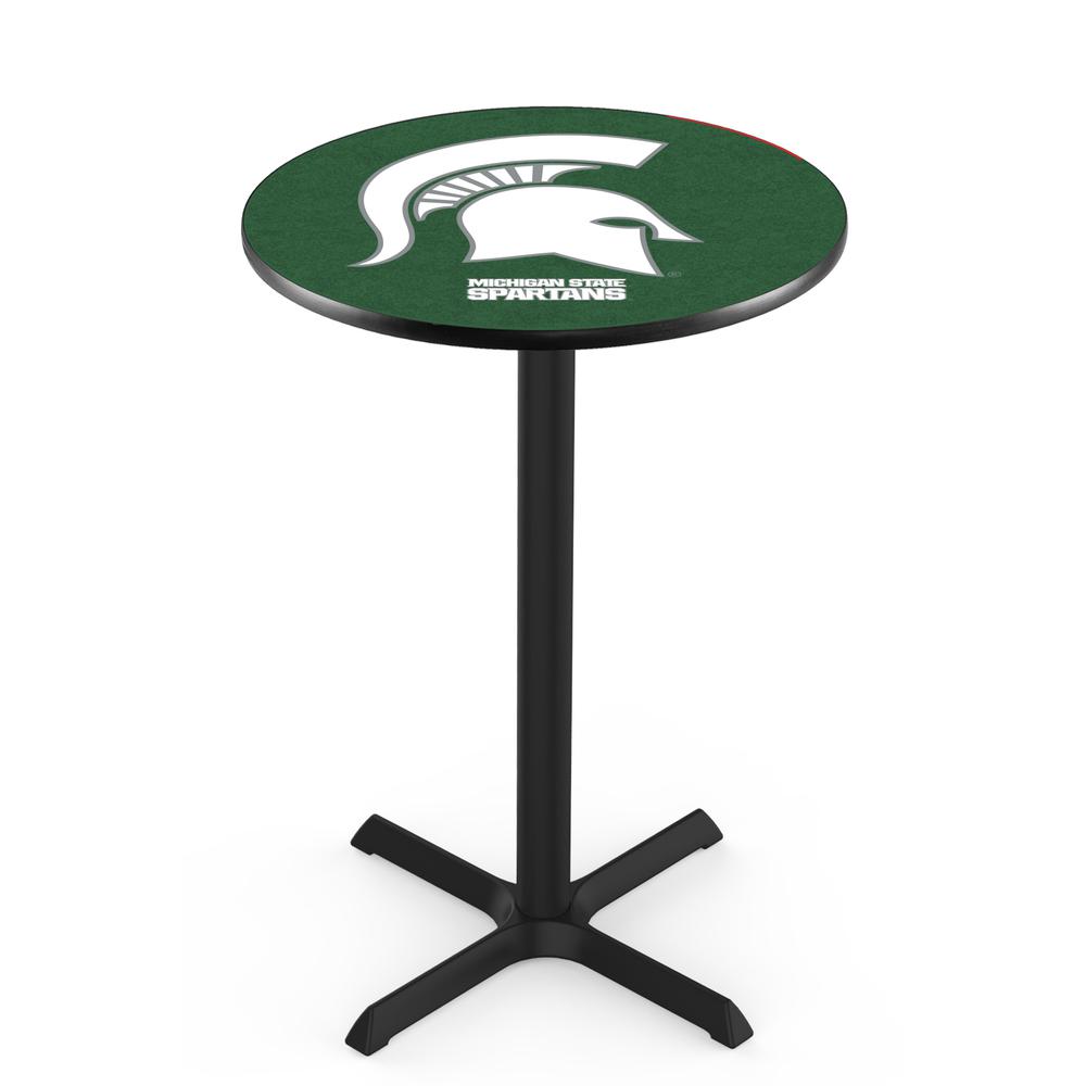 L211 Michigan State University 36" Tall - 36" Top Pub Table with Black Wrinkle Finish. Picture 1