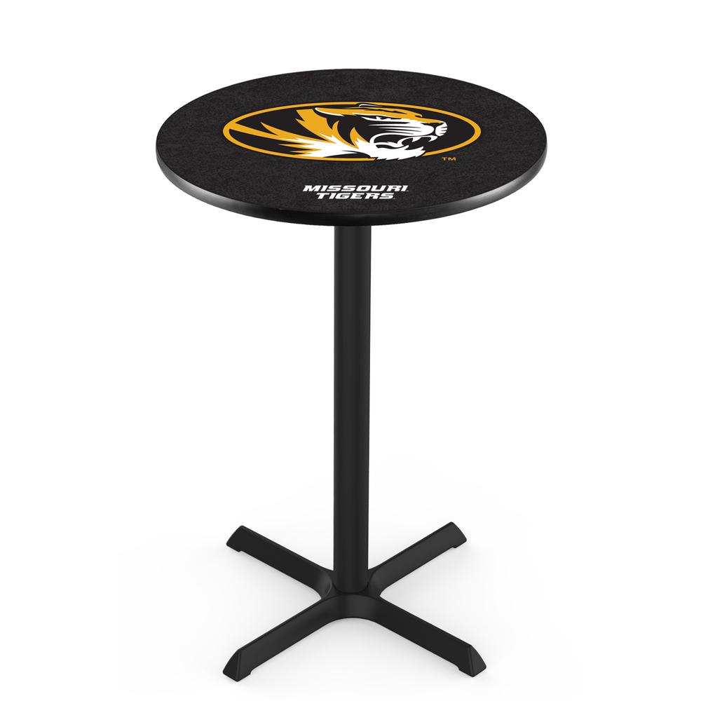 L211 University of Missouri 36" Tall - 36" Top Pub Table with Black Wrinkle Finish. Picture 1