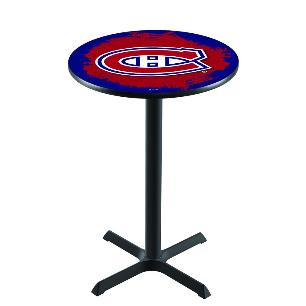 L211 Montreal Canadiens 36' Tall - 36' Top Pub Table w/ Black Wrinkle Finish (5045). Picture 1
