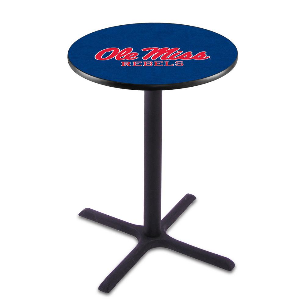 L211 University of Mississippi 36' Tall - 36' Top Pub Table w/ Black Wrinkle Finish. Picture 1