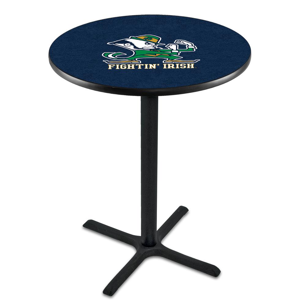 L211 Notre Dame (Leprechaun) 36" Tall - 36" Top Pub Table with Black Wrinkle Finish. Picture 1
