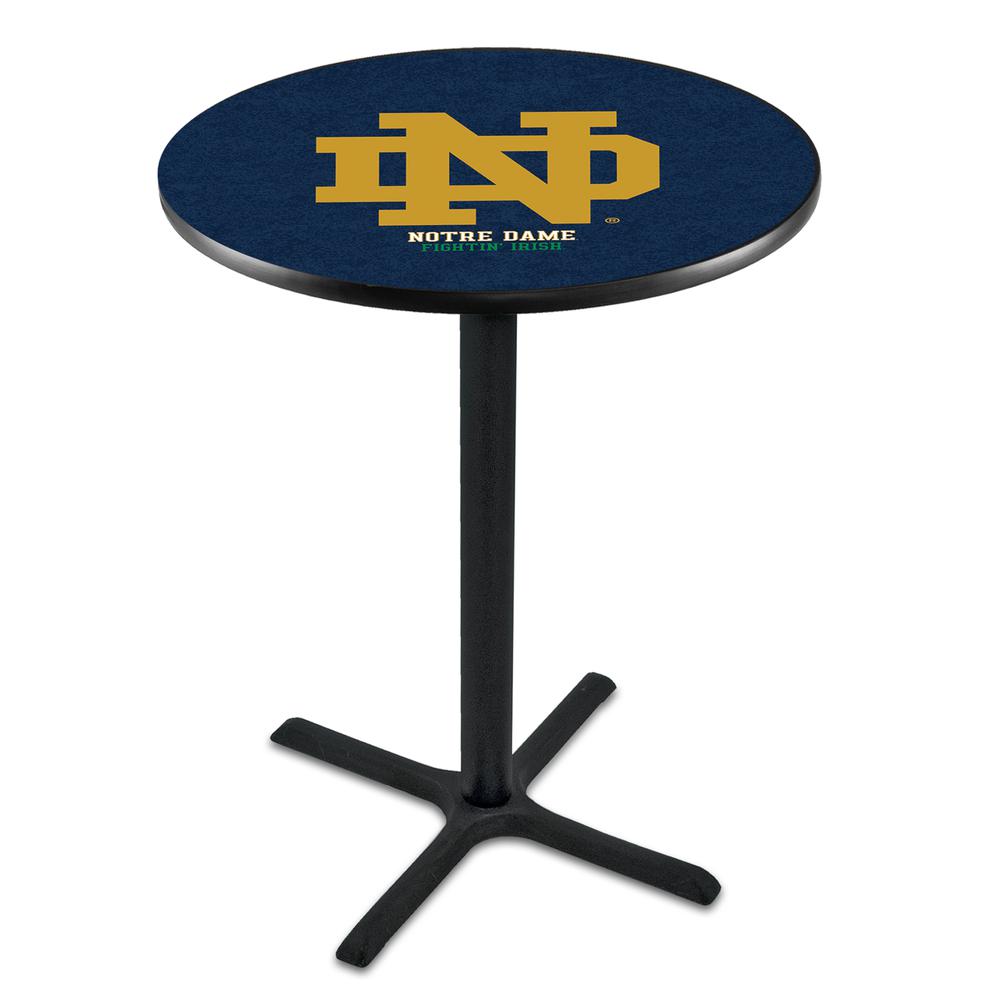 L211 Notre Dame (ND) 36' Tall - 36' Top Pub Table w/ Black Wrinkle Finish. Picture 1