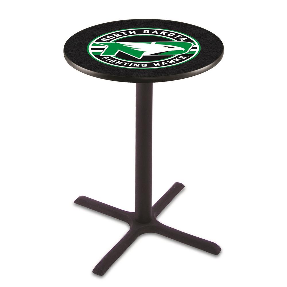 L211 University of North Dakota 36" Tall - 36" Top Pub Table with Black Wrinkle Finish. Picture 1