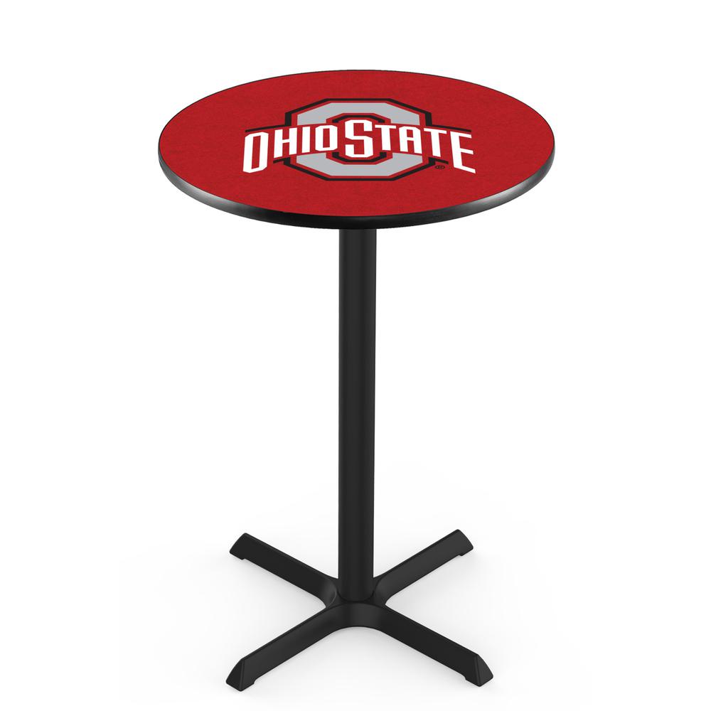 L211 Ohio State University 36' Tall - 36' Top Pub Table w/ Black Wrinkle Finish. Picture 1