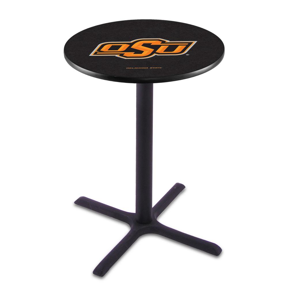 L211 Oklahoma State University 36' Tall - 36' Top Pub Table w/ Black Wrinkle Finish. Picture 1