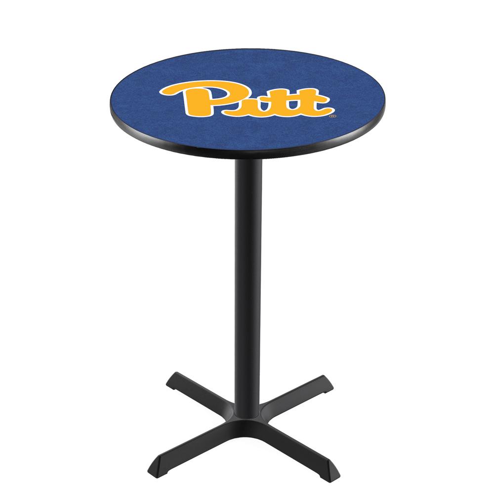 L211 University of Pittsburgh 36" Tall - 36" Top Pub Table with Black Wrinkle Finish. Picture 1