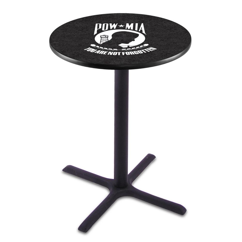 L211 POW/MIA 36" Tall - 36" Top Pub Table with Black Wrinkle Finish. Picture 1
