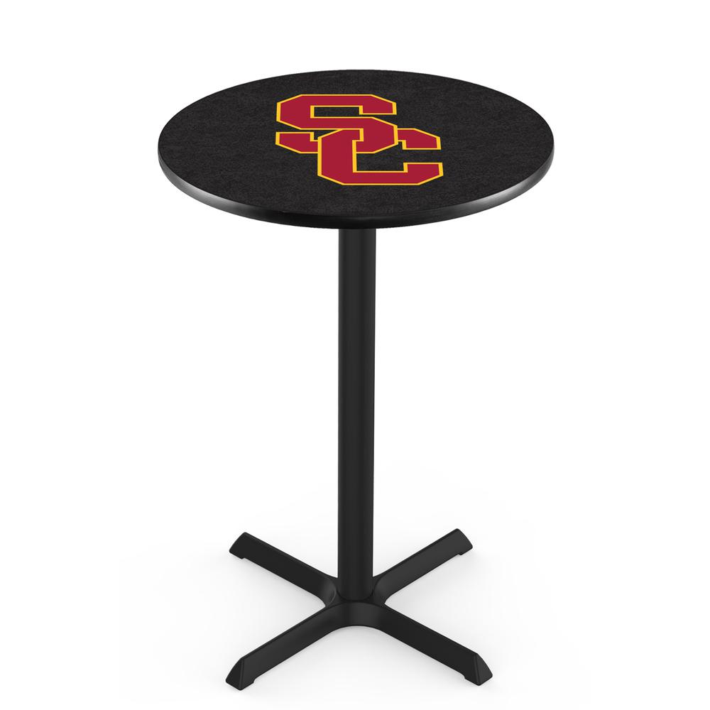 L211 University of Southern California 36" Tall - 36" Top Pub Table with Black Wrinkle Finish. Picture 1