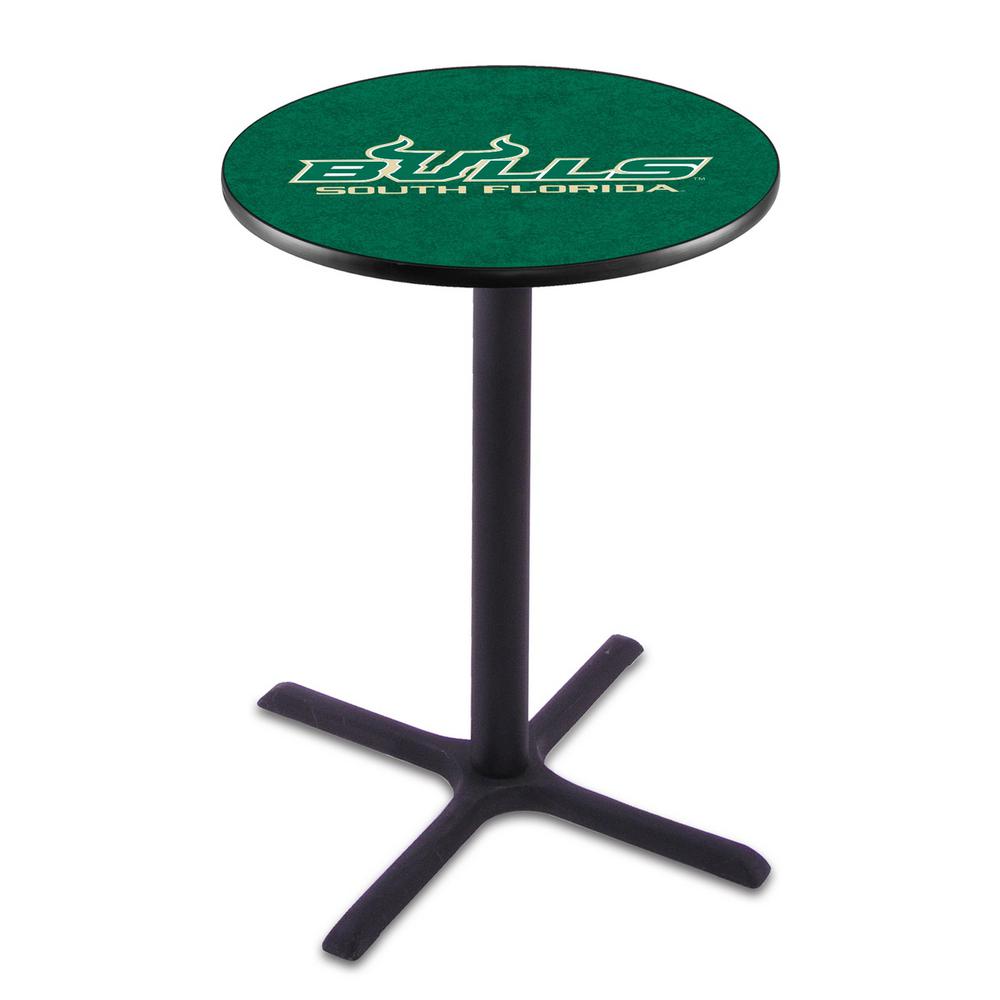 L211 University of South Florida 36" Tall - 36" Top Pub Table with Black Wrinkle Finish. Picture 1