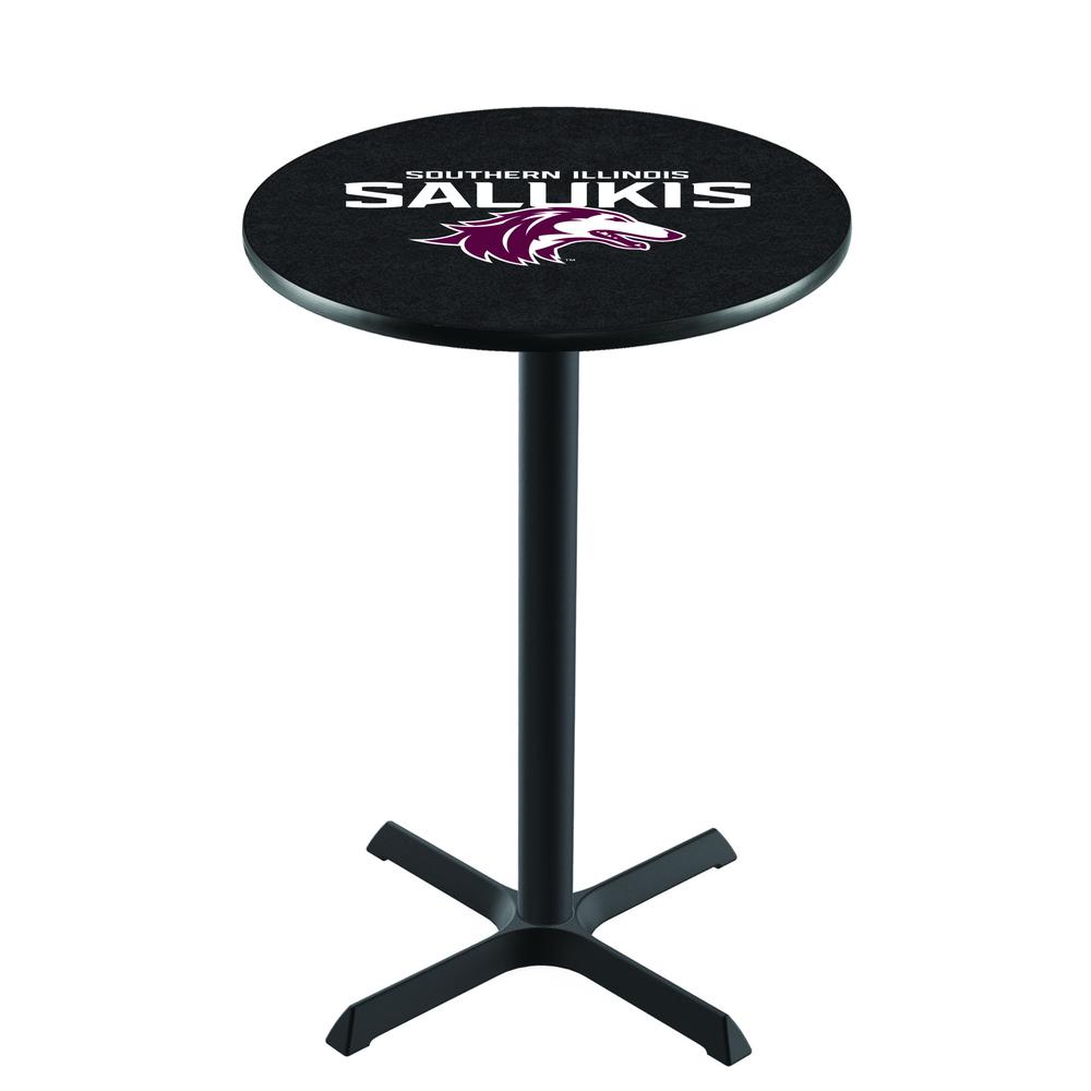 L211 Southern Illinois University 36' Tall - 36' Top Pub Table w/ Black Wrinkle Finish. Picture 1