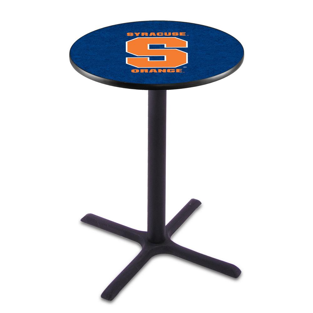L211 Syracuse University 36" Tall - 36" Top Pub Table with Black Wrinkle Finish. Picture 1