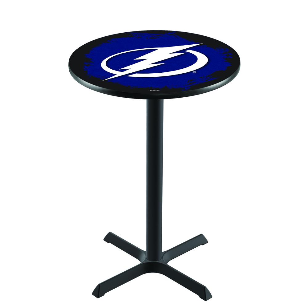 L211 Tampa Bay Lightning 36" Tall - 36" Top Pub Table with Black Wrinkle Finish (5557). Picture 1