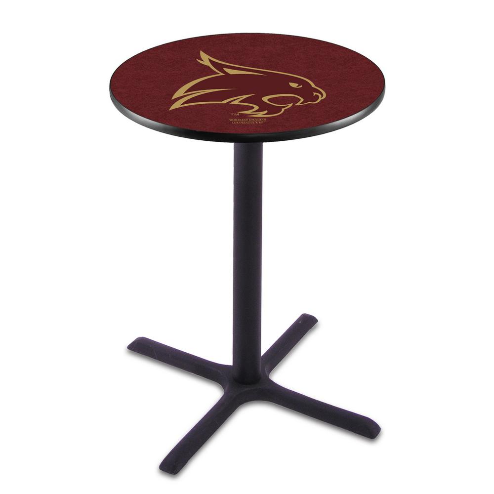L211 Texas State University 36" Tall - 36" Top Pub Table with Black Wrinkle Finish. Picture 1