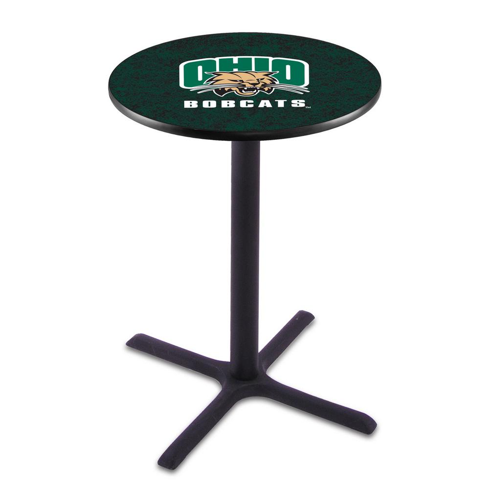 L211 Ohio University 36" Tall - 36" Top Pub Table with Black Wrinkle Finish. Picture 1