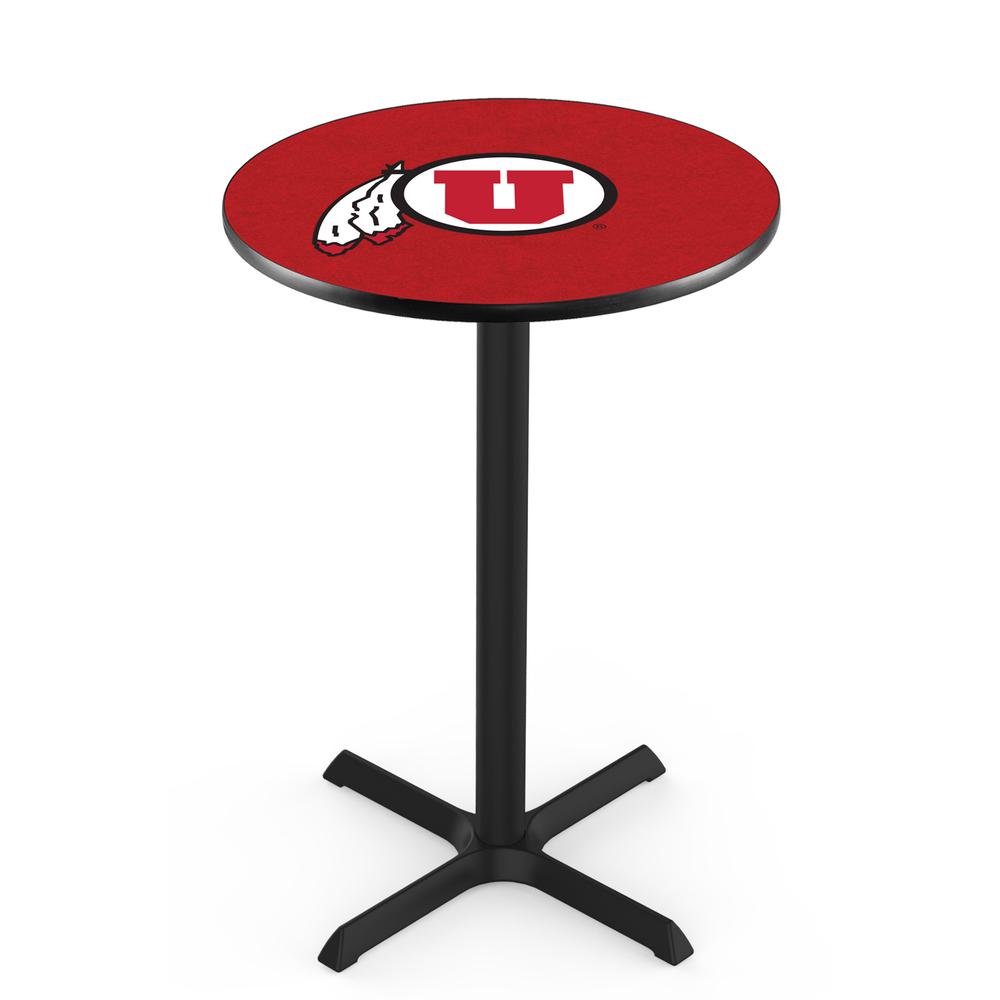 L211 University of Utah 36" Tall - 36" Top Pub Table with Black Wrinkle Finish. Picture 1