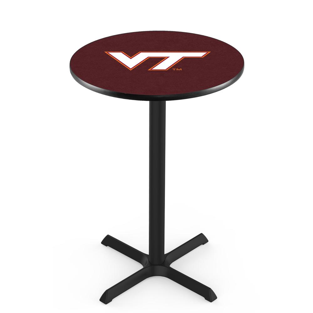 L211 Virginia Tech University 36" Tall - 36" Top Pub Table with Black Wrinkle Finish. Picture 1