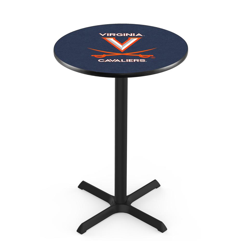 L211 University of Virginia 36' Tall - 36' Top Pub Table w/ Black Wrinkle Finish. Picture 1