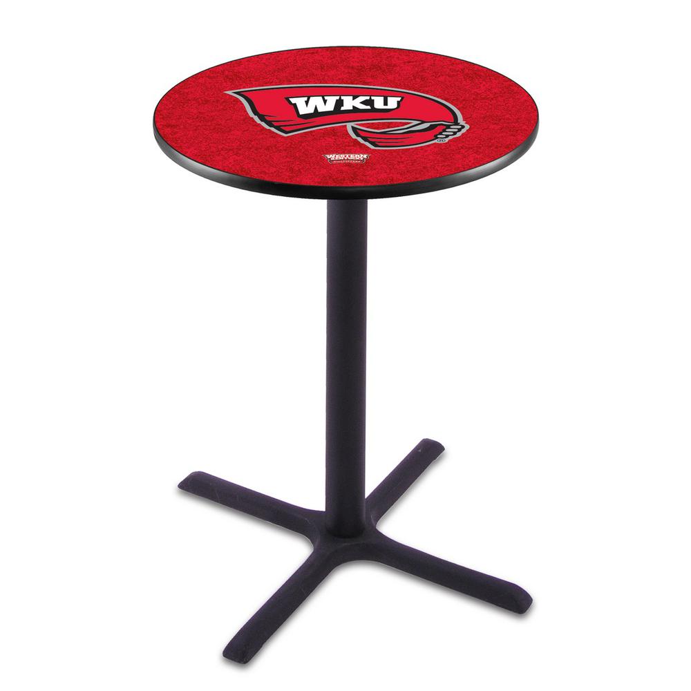 L211 Western Kentucky University 36' Tall - 36' Top Pub Table w/ Black Wrinkle Finish. Picture 1