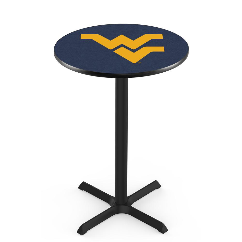L211 West Virginia University 36' Tall - 36' Top Pub Table w/ Black Wrinkle Finish. Picture 1