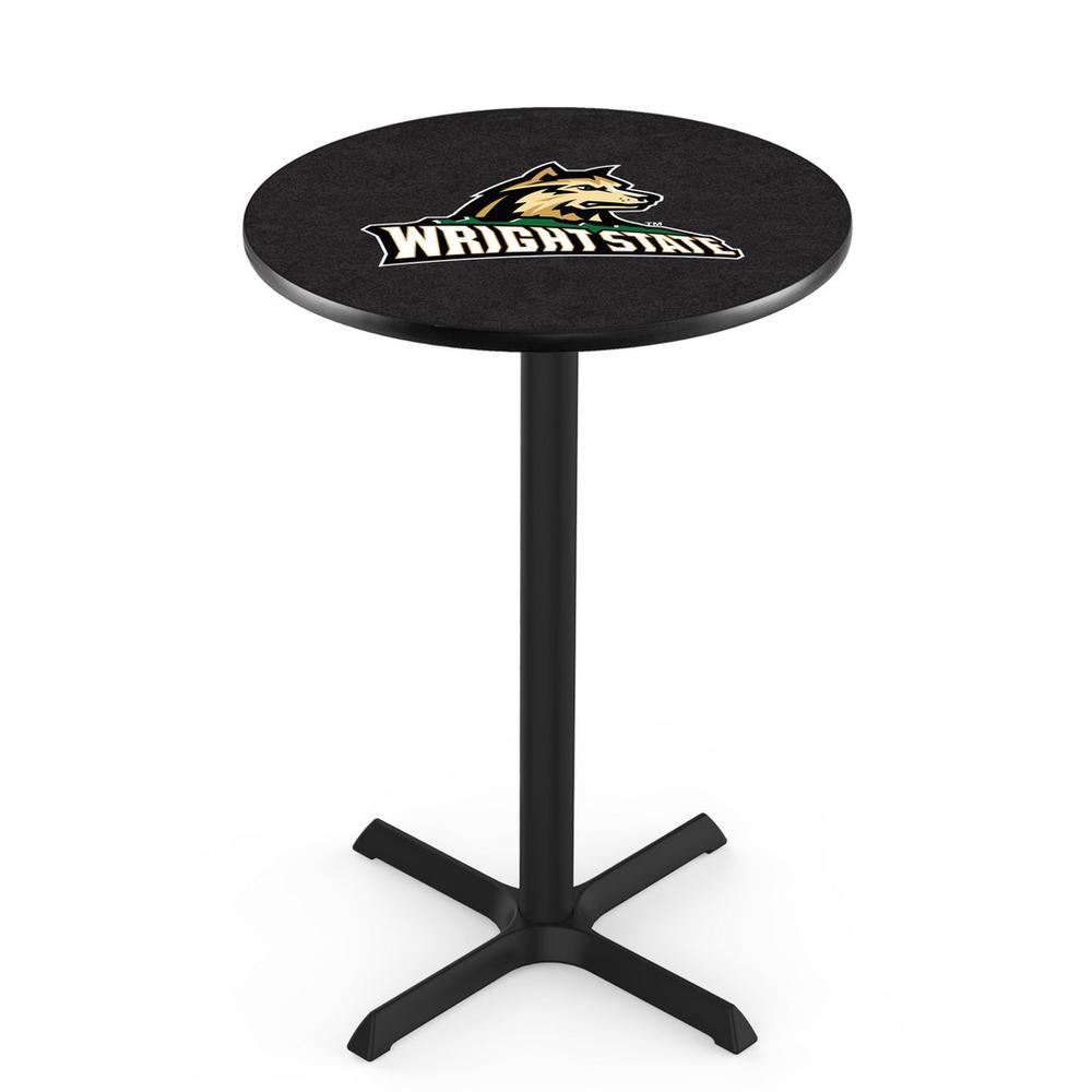 L211 Wright State University 36' Tall - 36' Top Pub Table w/ Black Wrinkle Finish. Picture 1