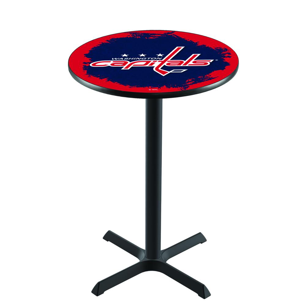 L211 Washington Capitals 36" Tall - 36" Top Pub Table with Black Wrinkle Finish (5908). Picture 1