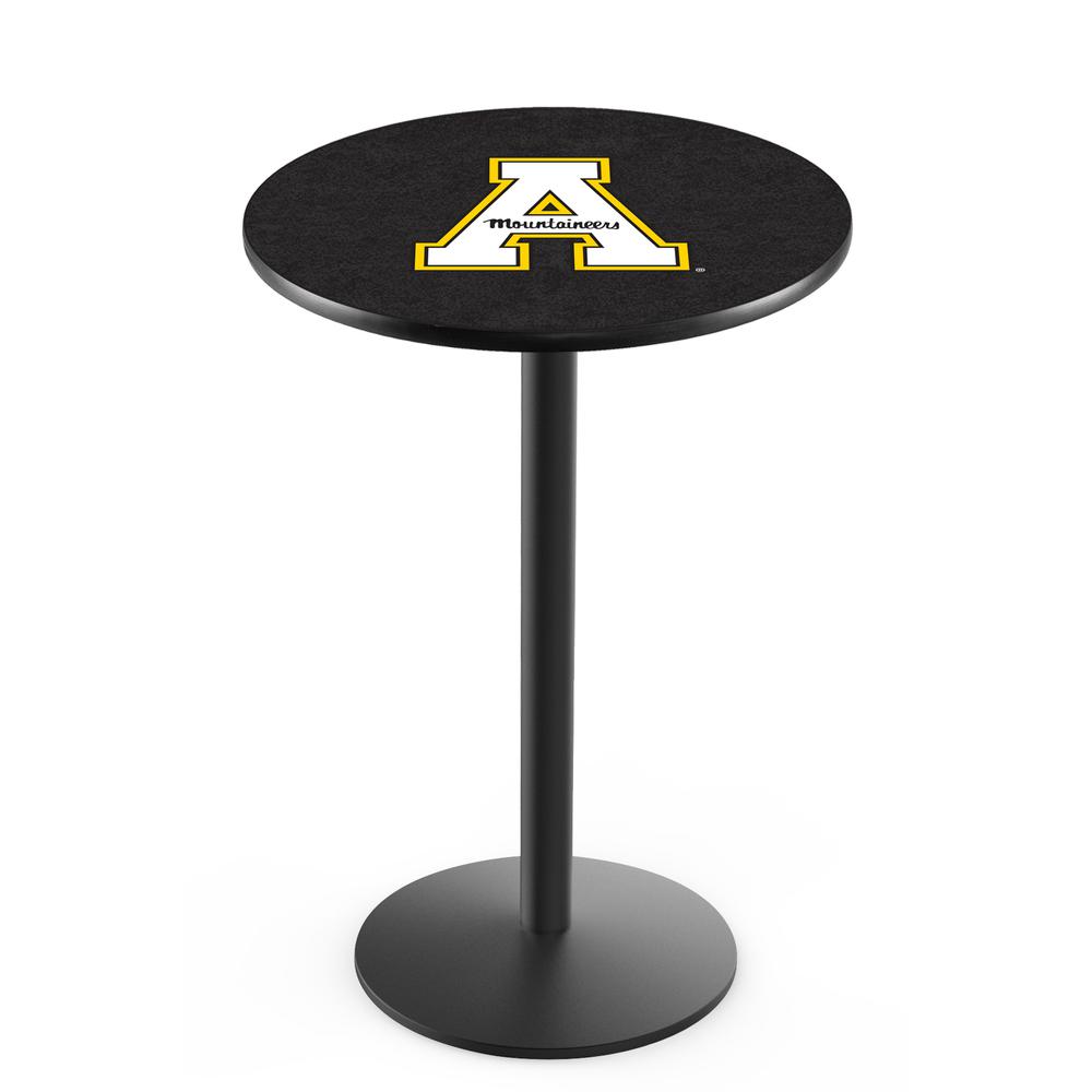 L214 Appalachian State University 36" Tall - 36" Top Pub Table with Black Wrinkle Finish. Picture 1