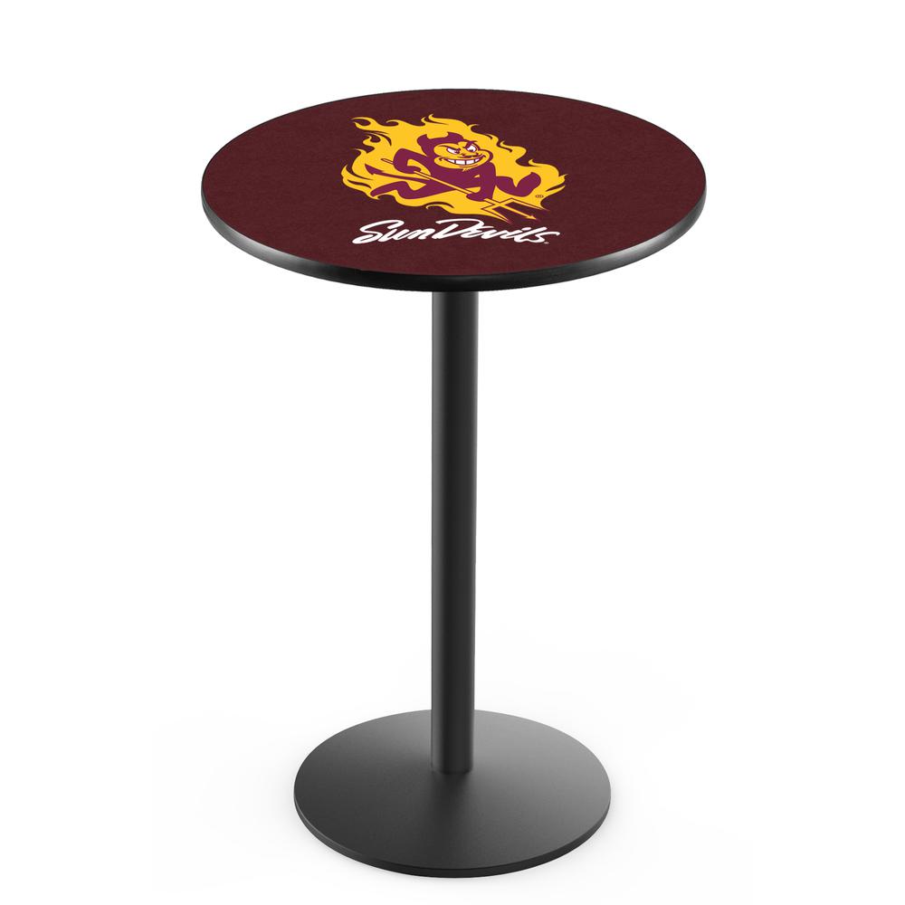 L214 Arizona State University (Sparky) 36" Tall - 36" Top Pub Table with Black Wrinkle Finish. Picture 1
