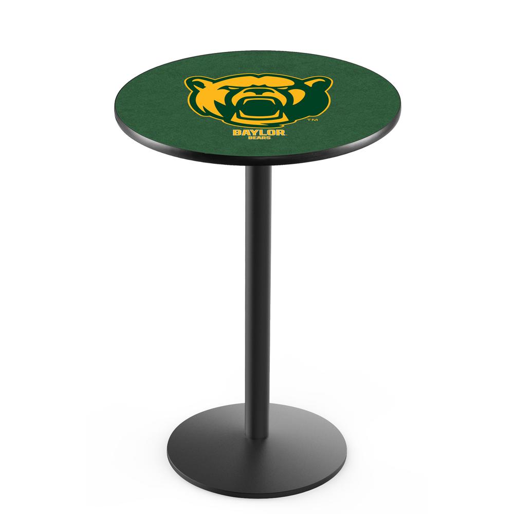 L214 Baylor University 36" Tall - 36" Top Pub Table with Black Wrinkle Finish. Picture 1