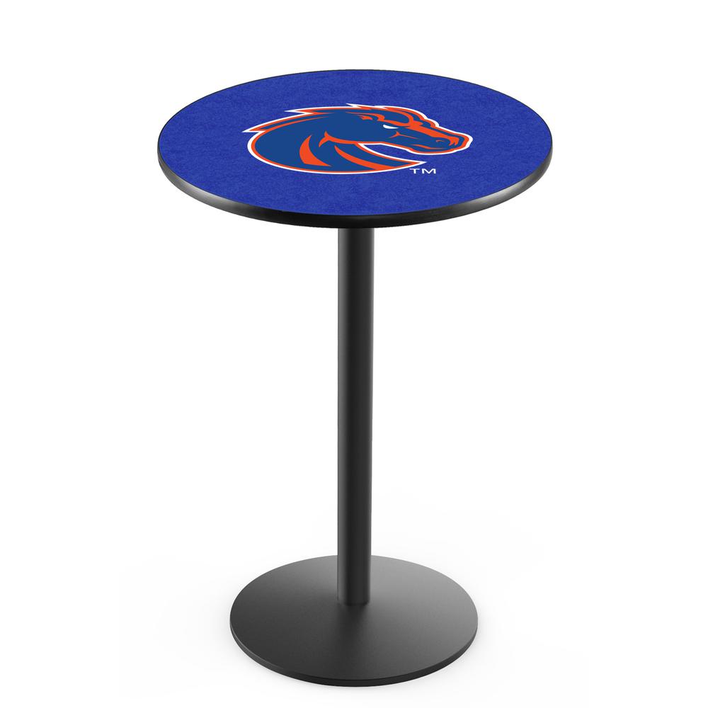 L214 Boise State University 36" Tall - 36" Top Pub Table with Black Wrinkle Finish. Picture 1